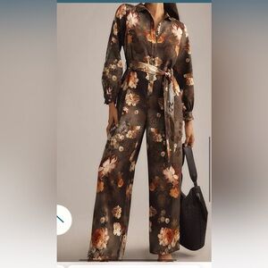 Ranna Gill Brown and Cream Floral Button-Down Shirt